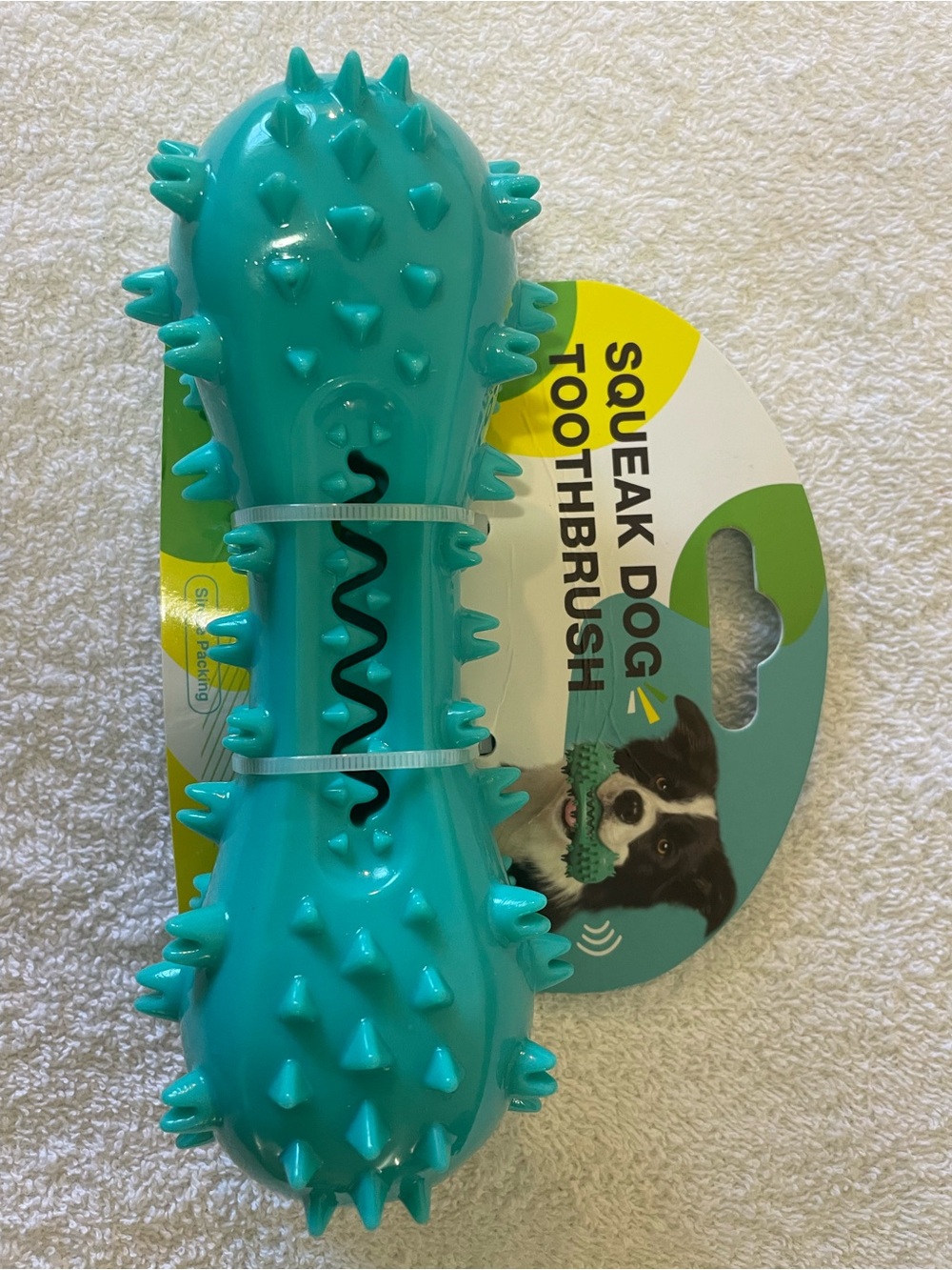 Squeak Dog Toothbrush Chew Toy - Teal